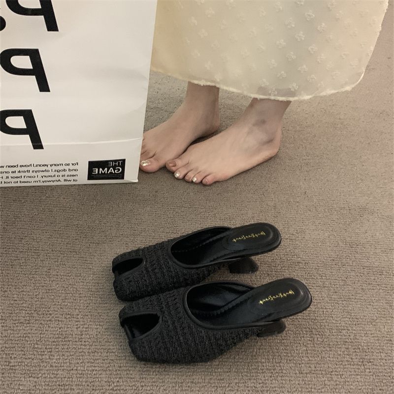 

Premium Bohemian one-word bag head sandals women s summer new woven skirt single shoes 40 чёрный