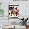 2D Flat Memorial Day Metal Sign, "Let's Remember Those Who Made The Ultimate Sacrifice" Quote, 8×12 Inch Aluminum Wall Art, Stars and Stripes Design