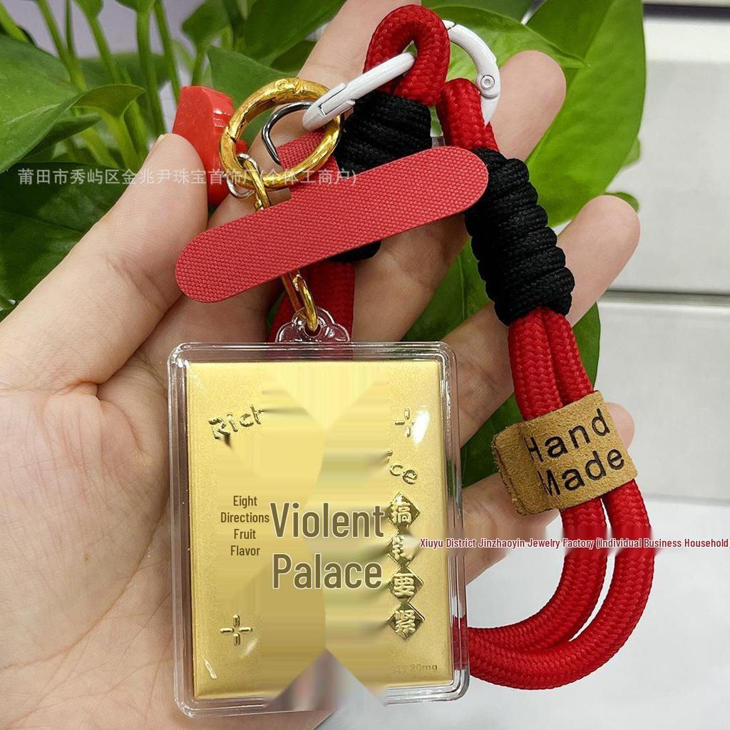 Pure Gold Wealth Vault Mobile Charm: Lucky Gold Bag Keychain