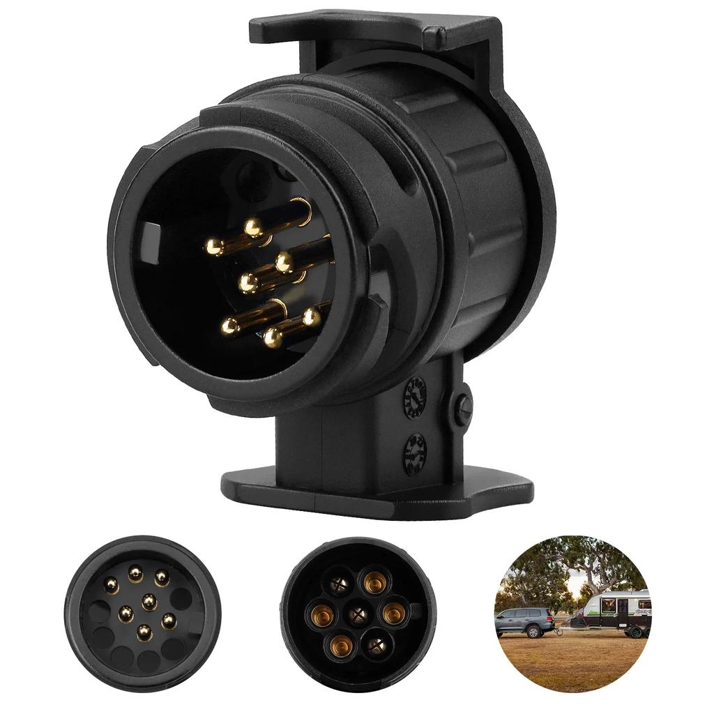 13 To 7 Pin Trailer Plug Adapter Durable Mini Caravan Converter 12V Towing Plugs Socket for Towing Truck for Touring Car Trailer