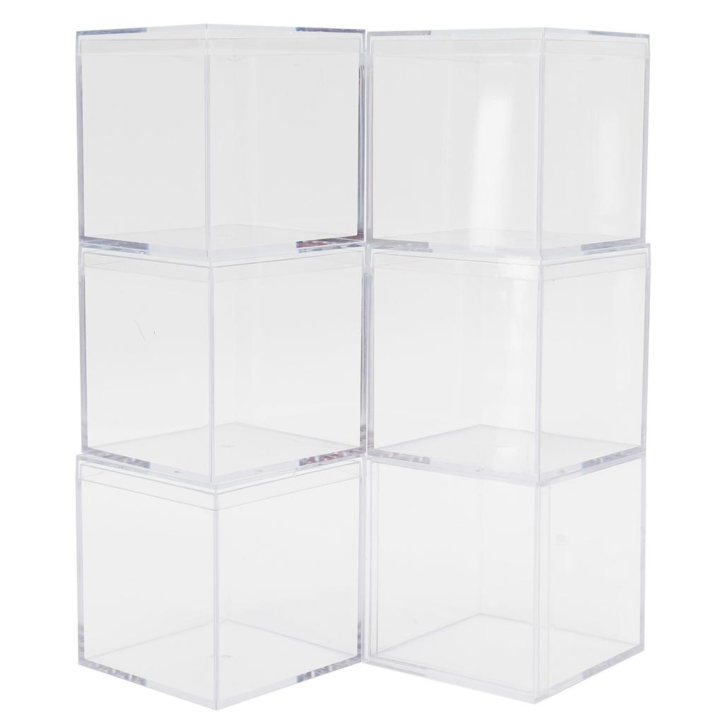 6 Set Cutie Plastic Transparentă cu Capac Separat Recipiente Depozitare Bomboane Cadouri de Petrecere Favore