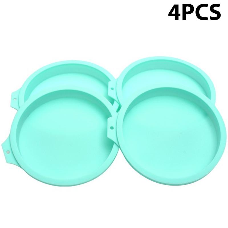 1PC 4PCS Silicone Round Rainbow Cake Baking Pans, Non-Stick Cake Layer Pan Set, Baking Tray Flexible Molds for Pizza Pancakes