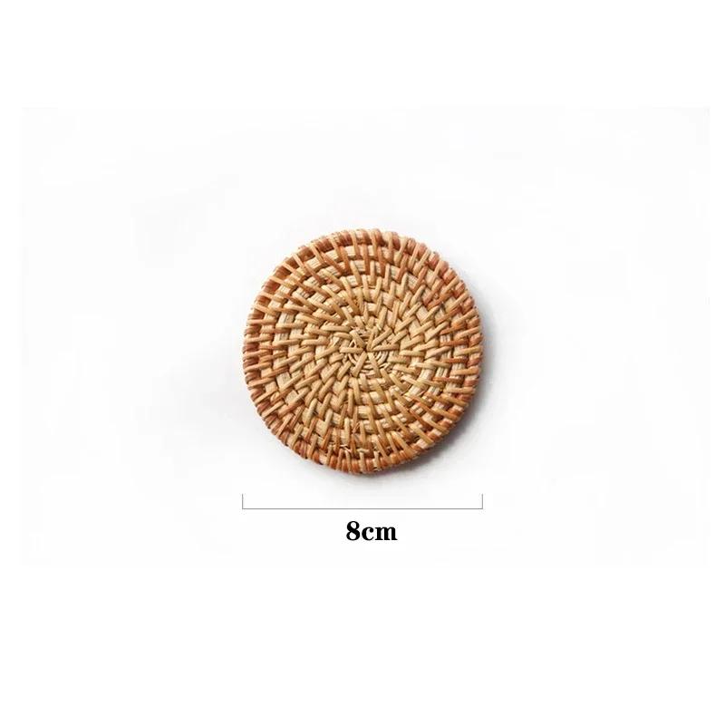 

Vine Weaving Drink Coasters Set for Kungfu Tea Accessories Round Tableware Placemat Dish Mat Rattan Weave Cup Mat Pad as picture