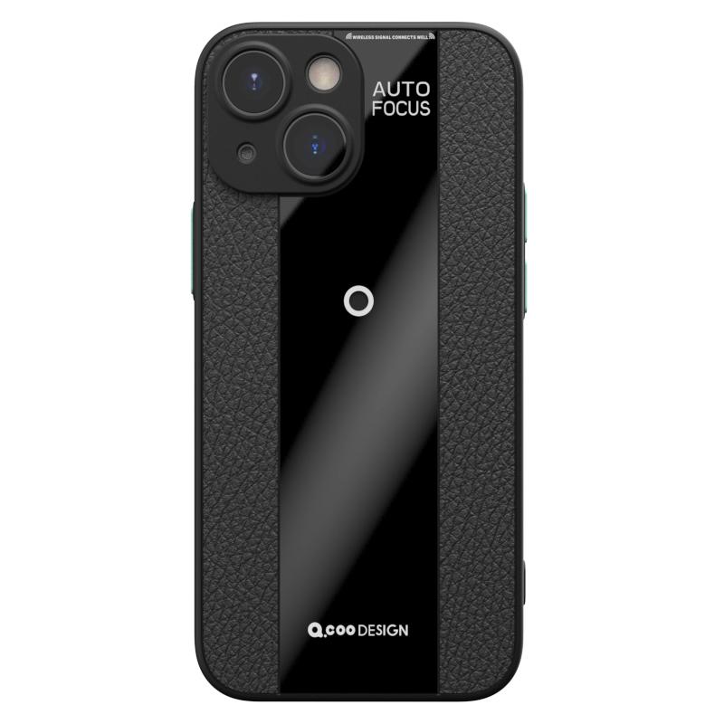 

Q.COO Текстурированный чехол для телефона для iPhone 13 mini Тонкий PU кожа+ТПУ+Акриловая оболочка для телефона Black