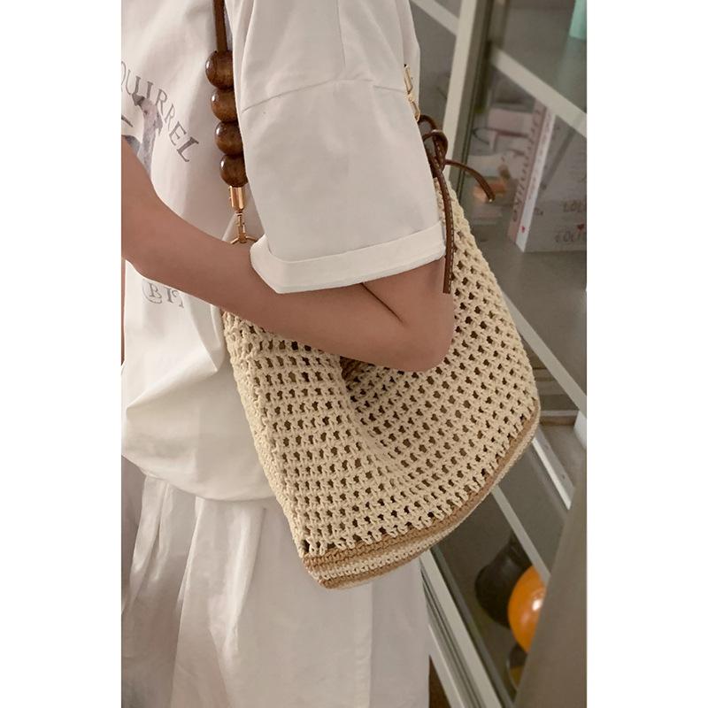 Hollow Woven Bag Women's Summer New Straw Bag Large Capacity Shoulder Crossbody Seaside Vacation Beach Bag