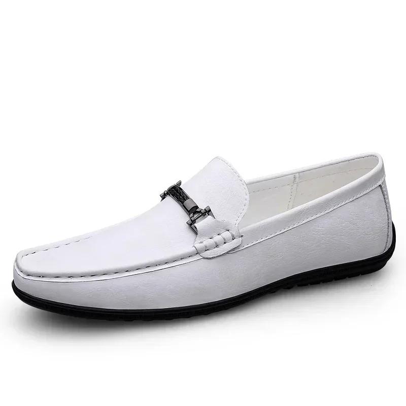 Fashion Luxury Mens Genuine Leather Shoes New Casual Shoes Men Blue Business Men Slip-on Shoes All-Match Loafers Handmade Driving Flats