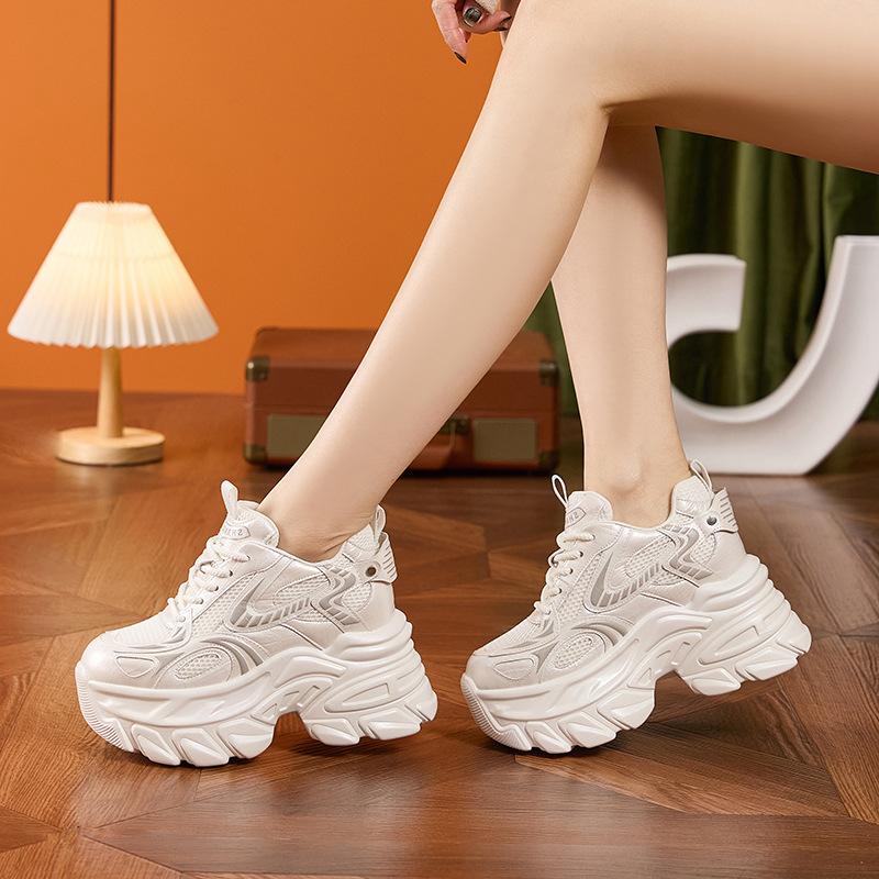 Daddy shoes women's new 2025 spring fashion versatile muffin mesh platform casual sports shoes inner height-increasing women's shoes