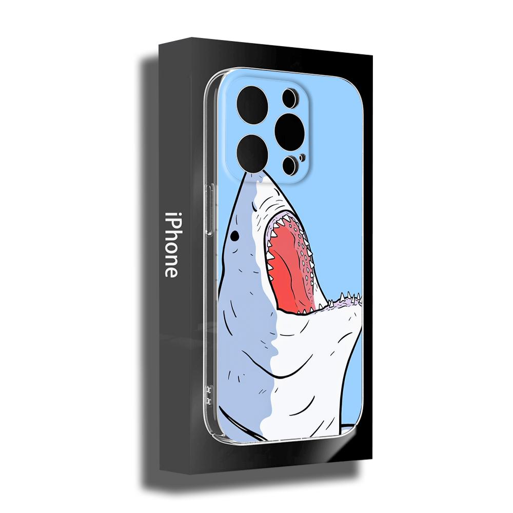 New Grinning Shark Phone Case 14 11 12 Pro 8 7 14 Plus 2020 X Pro 14 MAX 13 MINI XR XS Soft iphone 14 Cartoon Shark Phone Covers