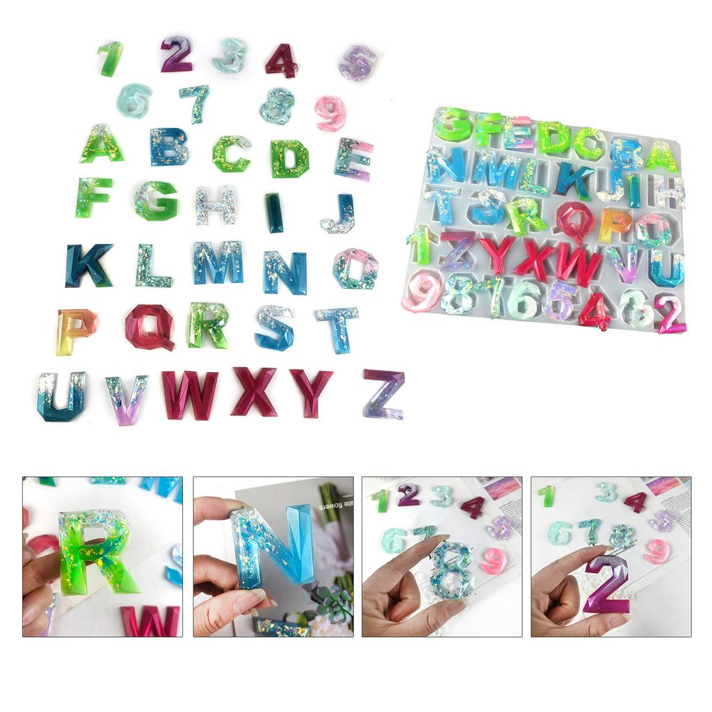 Silicone Alphabet Molds Number Letter Molds Epoxy Resin Molds for DIY Crafts
