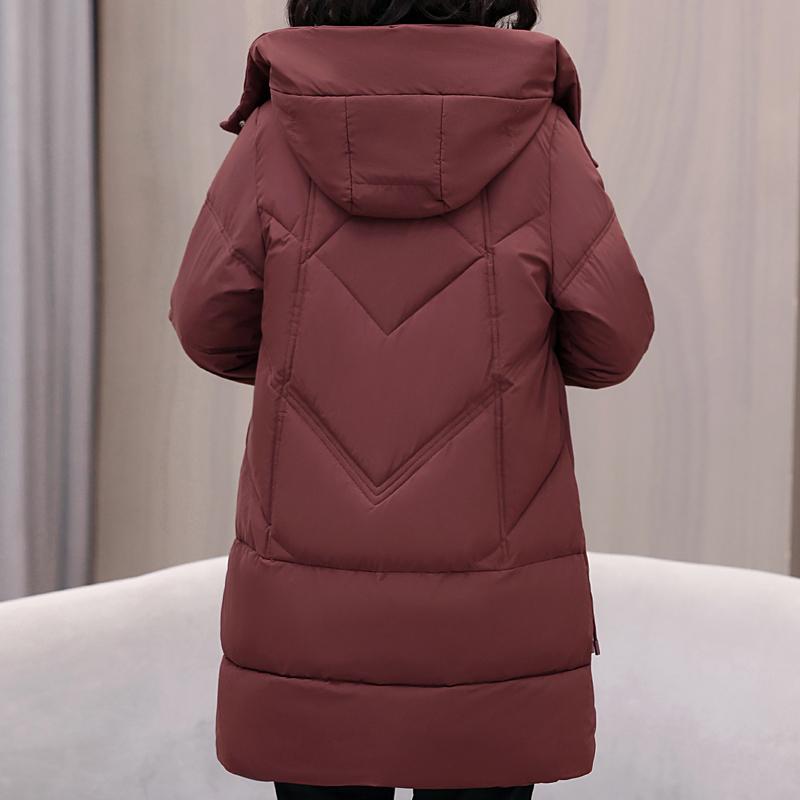 Plus Size XL-5XL Fashion Winter Coat Female Long Parkas Hooded Thick Warm Loose Middle Age Women's Jackets