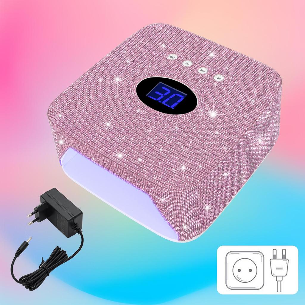 Rhinestone Wireless Rechargeable 54W Nail Lamp - Smart Induction, Quick Dry, No Blackening Hands