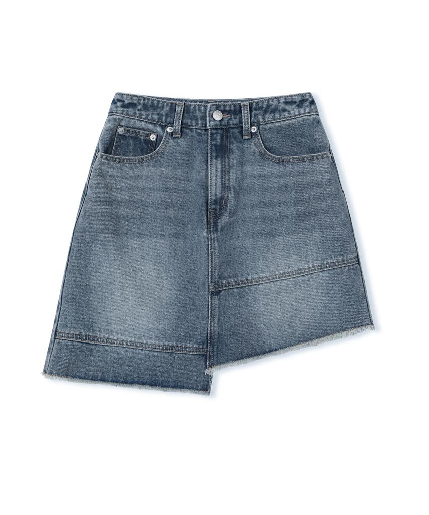 Ledeoli Divide Denim Mini Skirt [Light Blue]