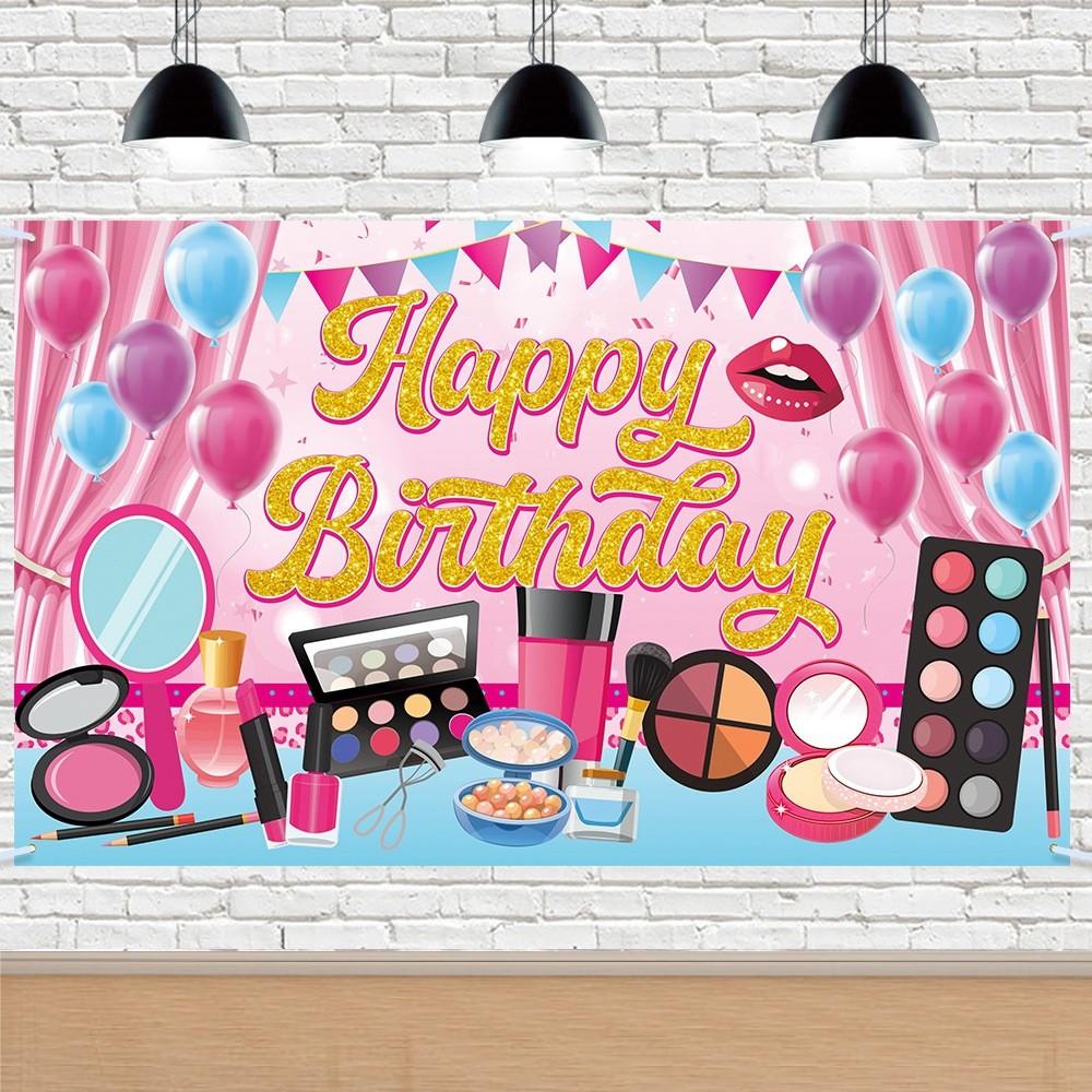 Birthday Makeup Themed Decoration Background Banner For Girls Party Props