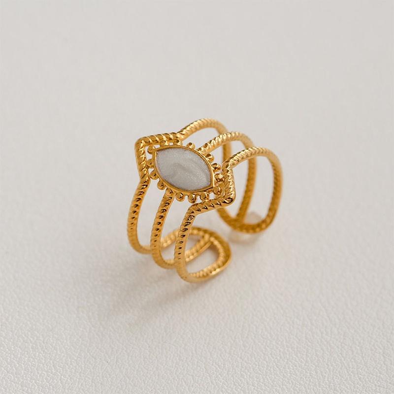 Stainless Steel French White Enamel Rings For Women Drip Glaze Romantic Elegent Girl Ring Daily Wear Sweet Y2K Jewelry No Fading