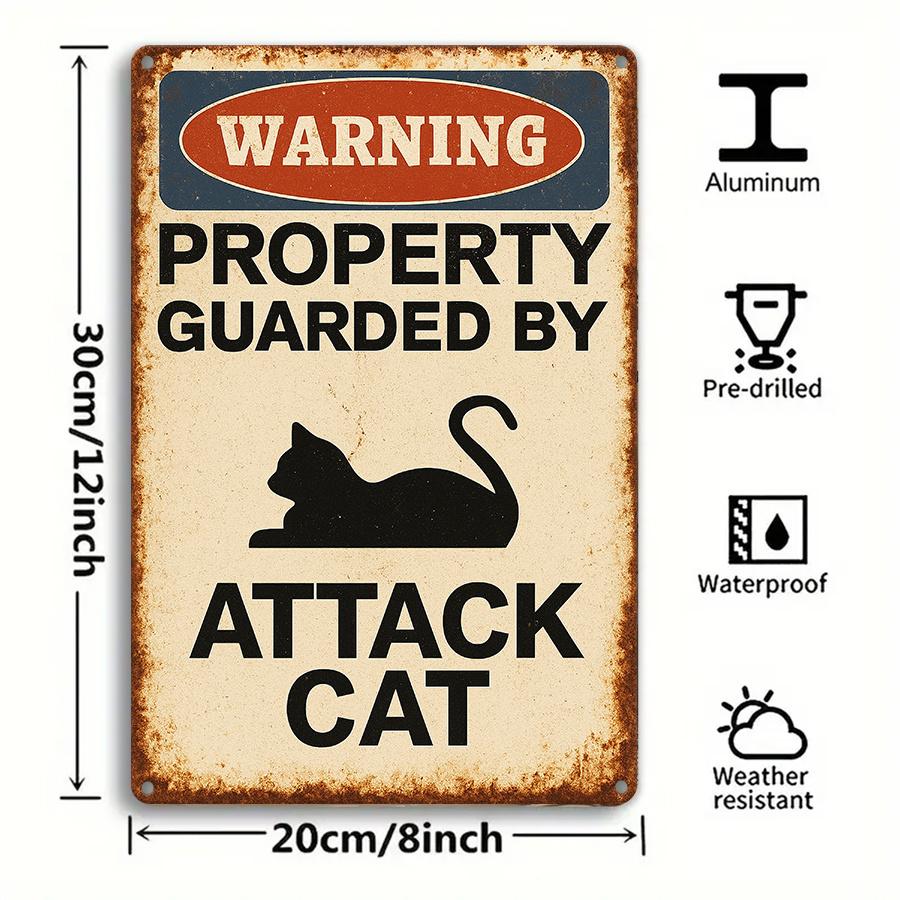 

Single Black Cat Warning Sign Metal Art Card Fun Wall Decor for Home Garden Yard Garage Man Cave Various Spaces 20x30cm（7.8x11.8inch）