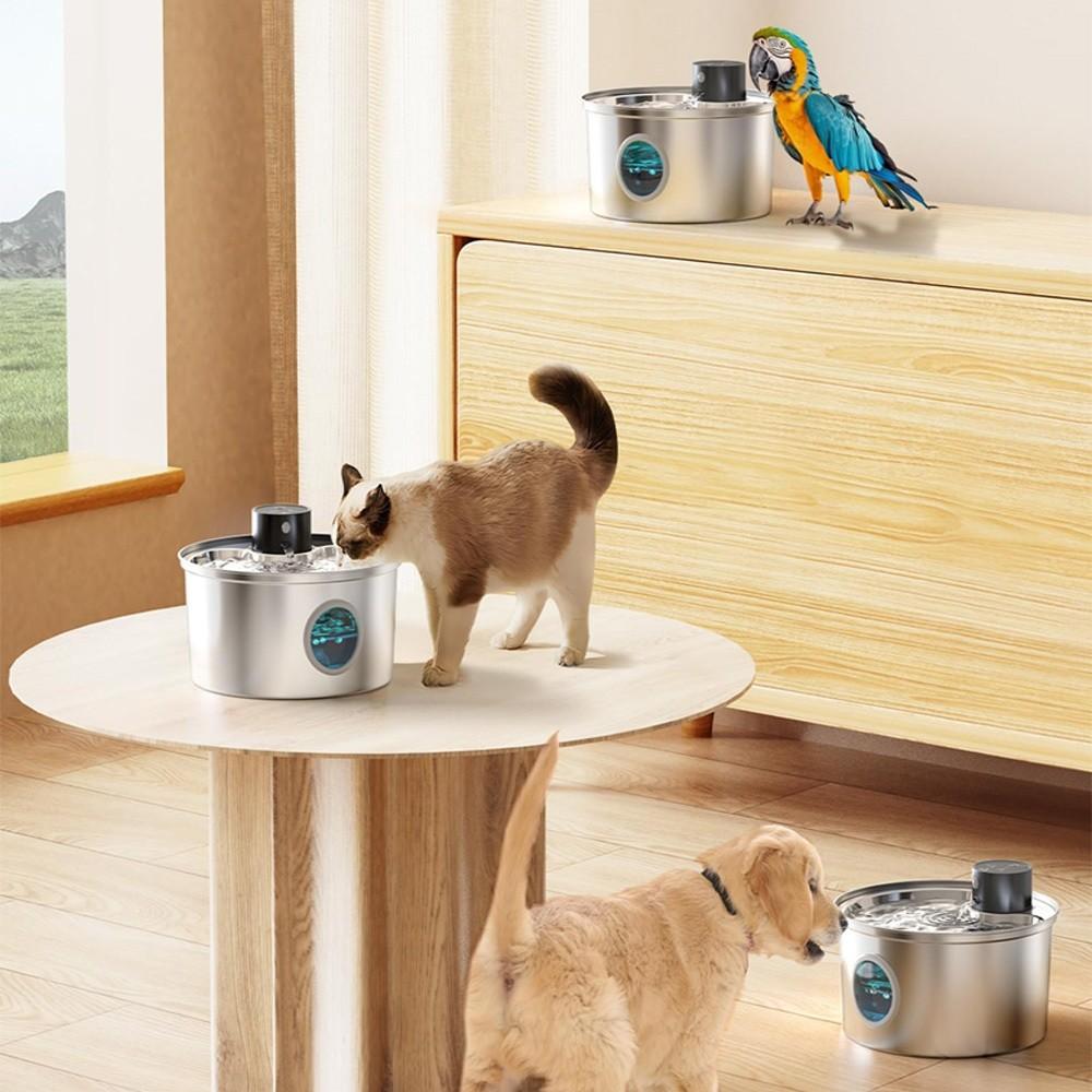 Wireless Cat Automatic Water Fountain Stainless Steel Pet Waterbowl Smart Induction Silent Filtering Dog Water Dispenser