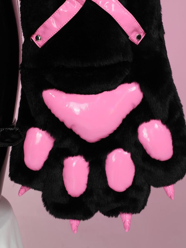 Mobbunny Beautiful Black Cat Cute Outfit Casual Everyday Long Fancy Paw Gloves Black Women's Costume, Cosplay, Anime, Game, Homewear, Hoodie,