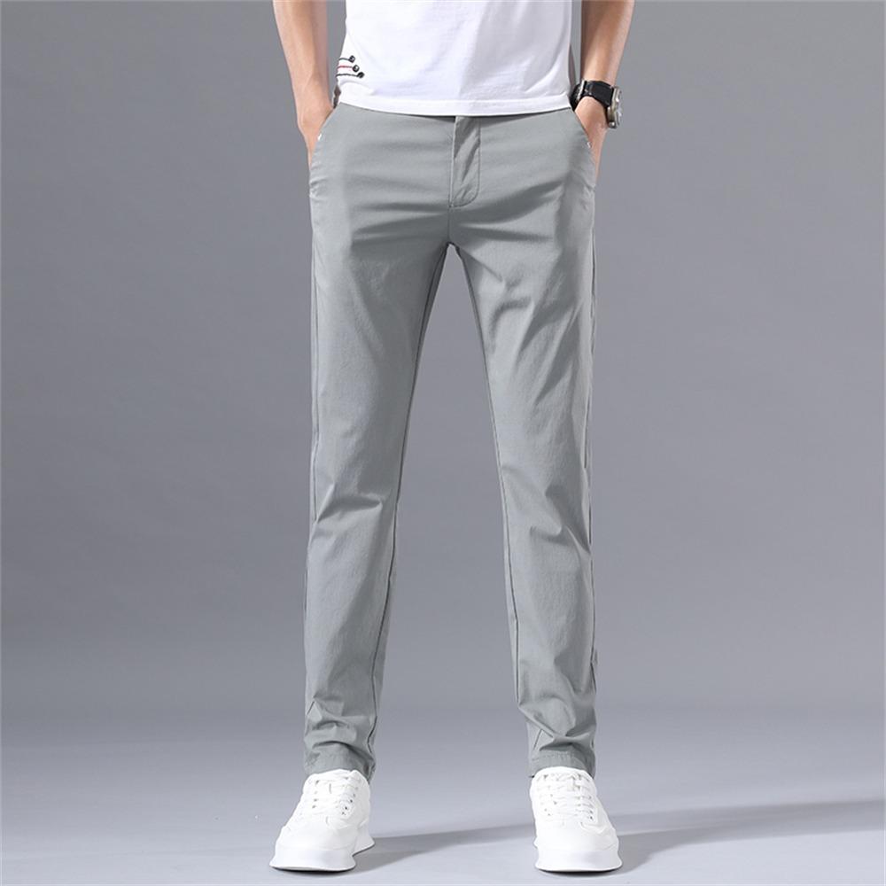Casual Pants Summer Thin Slim Fit New Trend Light Business Pants Loose Straight Ice Silk Trousers