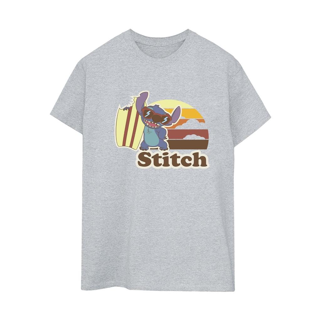 Disney Womens/Ladies Lilo And Stitch Bitten Surfboard Cotton Boyfriend T-Shirt
