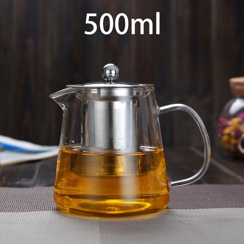 High Borosilicate Glass Teapot with Tea Filter for Office and Home Usage