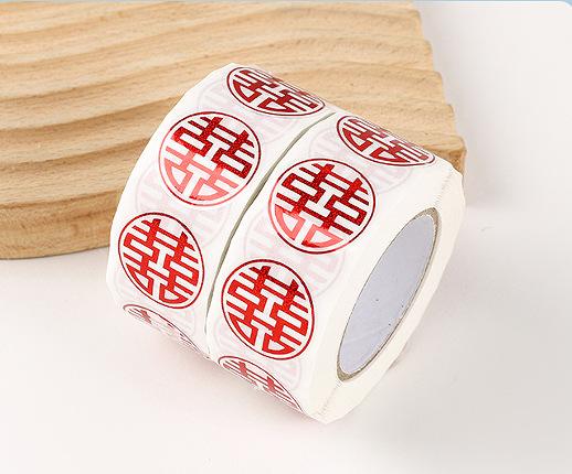 2 pieces of  500 stickers per roll Dragon Man Chinese Happy Character and Blessing Character Festival Stickers Wedding Gift Deco