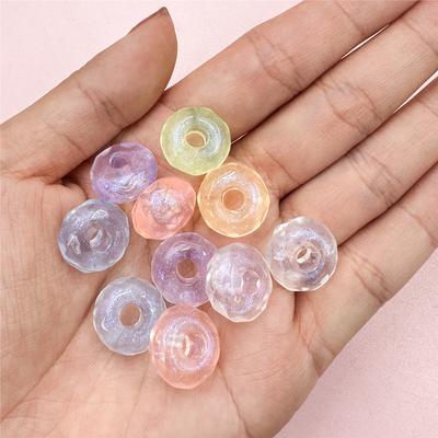 Kreatywne okrągłe koraliki 15,5 mm * 7,5 mm, duży otwór, 10 szt. Materiały DIY Rękodzieło Zawieszki Akrylowe Koraliki cięte do bransoletki Biżuteria Oznaczanie Materiał DIY Przezroczyste