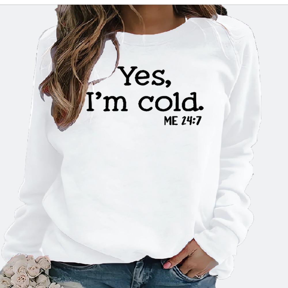 Women's Fashion Casual Fleece Hoodie Round Neck YES IM COID Printed Hoodie Boom Sweatshirt Streetwear Women Clothes Tops