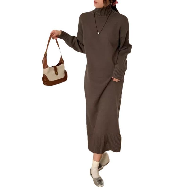 Simple temperament long style with coat knitted primer dress women's loose and lazy inside with turtleneck sweater skirt