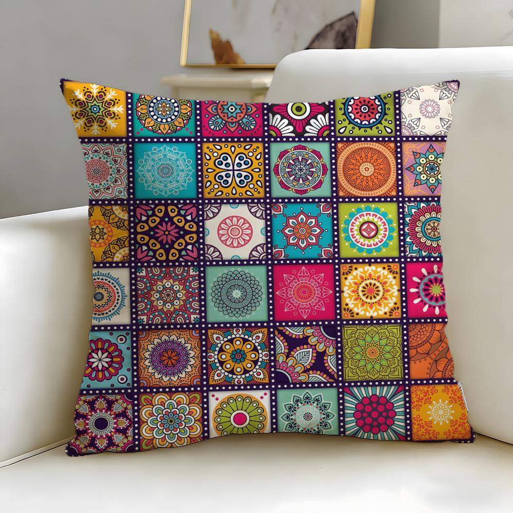 Mosaic Pattern Cushion Cover Soft  EasyWash Pillow Case  Versatile for Couch Bed Travel and Office