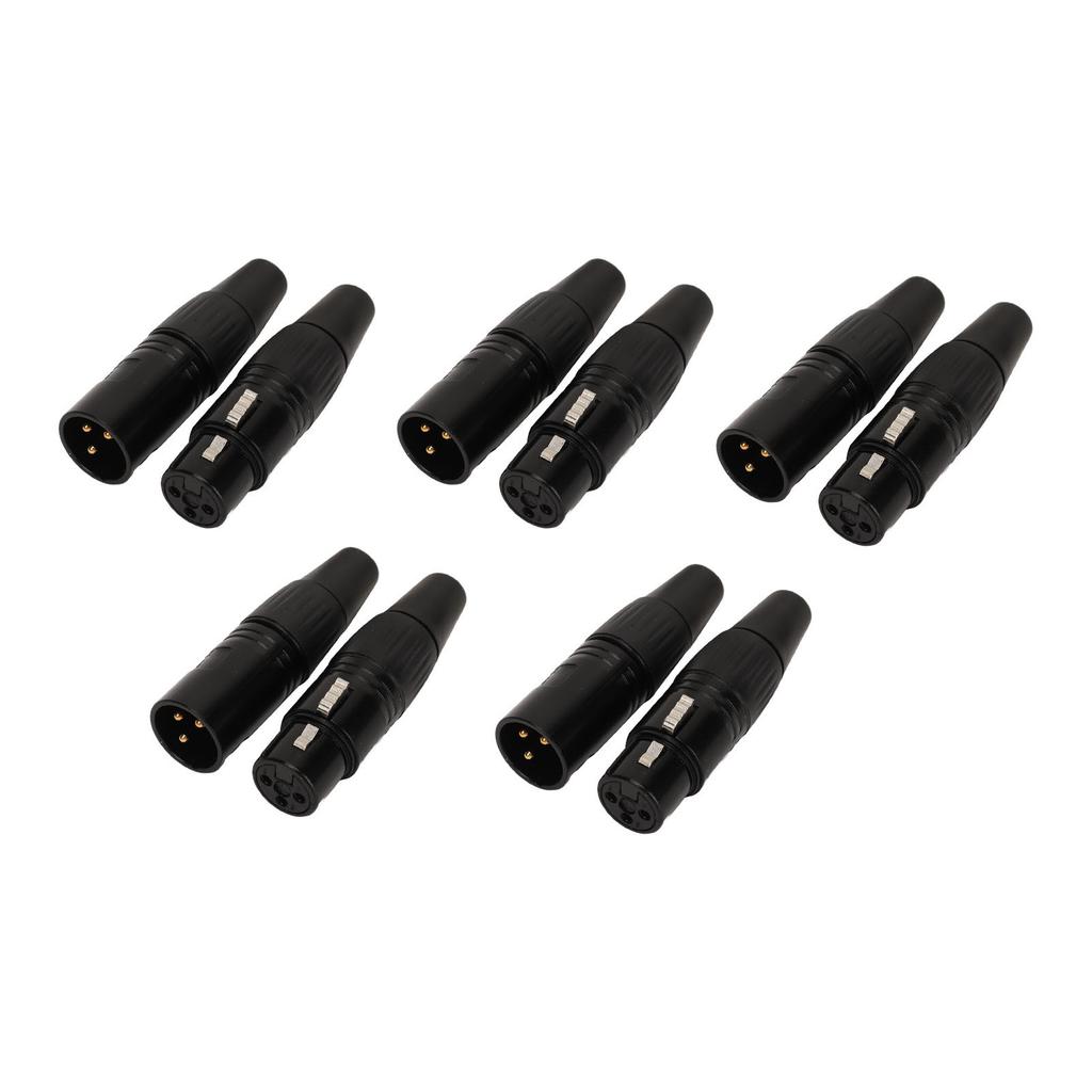 5 Pair XLR Plug 3 Pin Male Female XLR Microphone Audio Cable Connector Gold Plated
