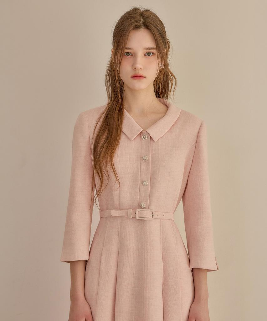 Julie And Kara 26Ss Calla138 Shebigins March Tweed Dress Pink