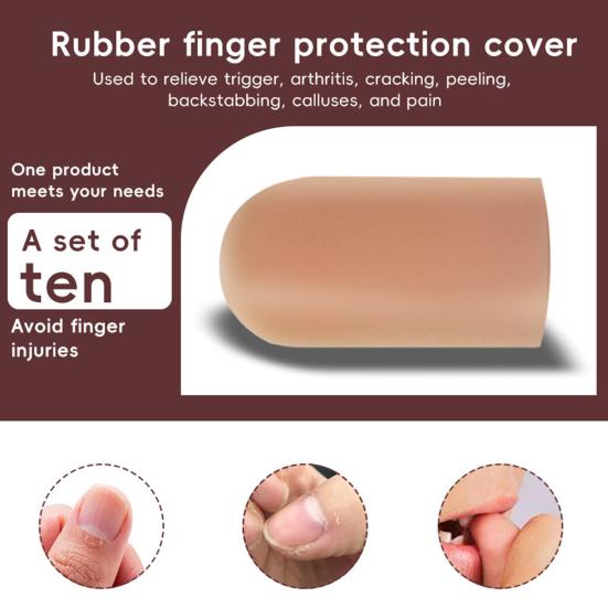 Yousheng 10Pcs Silicone Finger Protectors Finger Arthritis Cracking Pain Relief Finger Cots Short Thumb Guard Cover Reusable Fingertip Protection