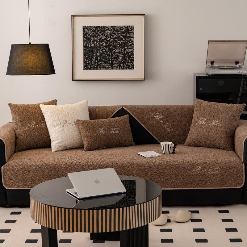 New Winter Thickened Plush Sofa Cushion Universal Non-Slip Leather Sofa Cover Cover Cloth Seat Cushion Waterproof