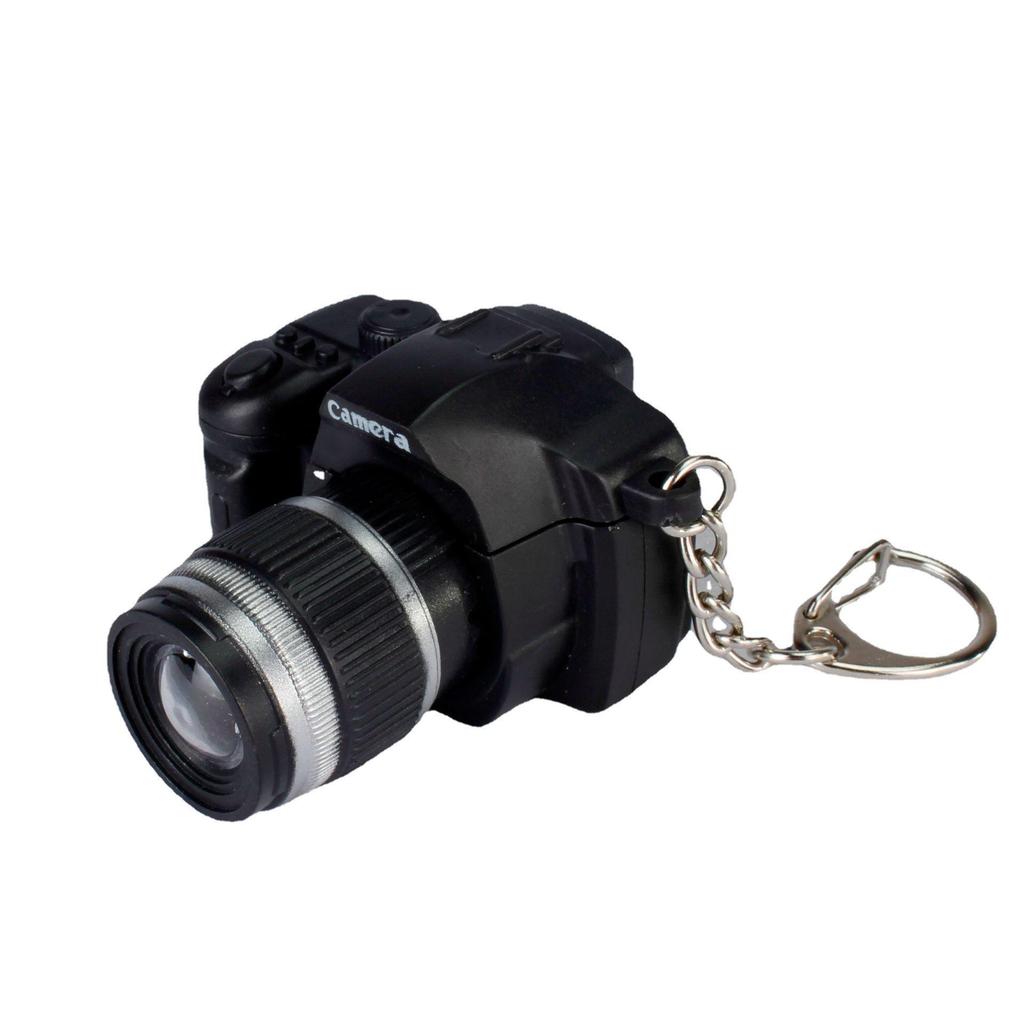 Creative DSLR Camera Keychain with LED Light & Sound - Phone Case Ornament Pendant