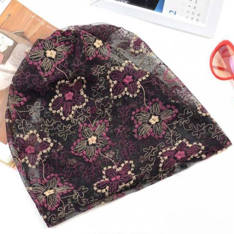 Korean Style Women's Spring Summer Thin Lace Scarf Head Scarf Hat Slouchy Hat Head Wrap Hat
