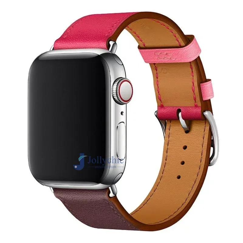 Leather Watch Straps for Apple Watch Band 46mm 44mm 49mm 45mm 42mm 40mm 38/41mm Bracelet iWatch Series 10-Ultra 9-8-7-6-5-4-3-SE