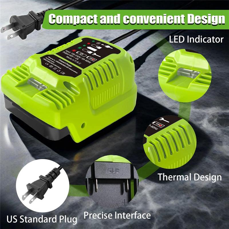 AEE2-Mini Charger For Greenworks 40V Battery MAX 40V Battery 29462, 29472 And For Greenworks Other 40V Battery US Plug