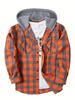 Mode Streetwear Homme Sweat à Capuche à Carreaux Vêtements de Sport Flanelle Sweat à Capuche Chemise Décontractée