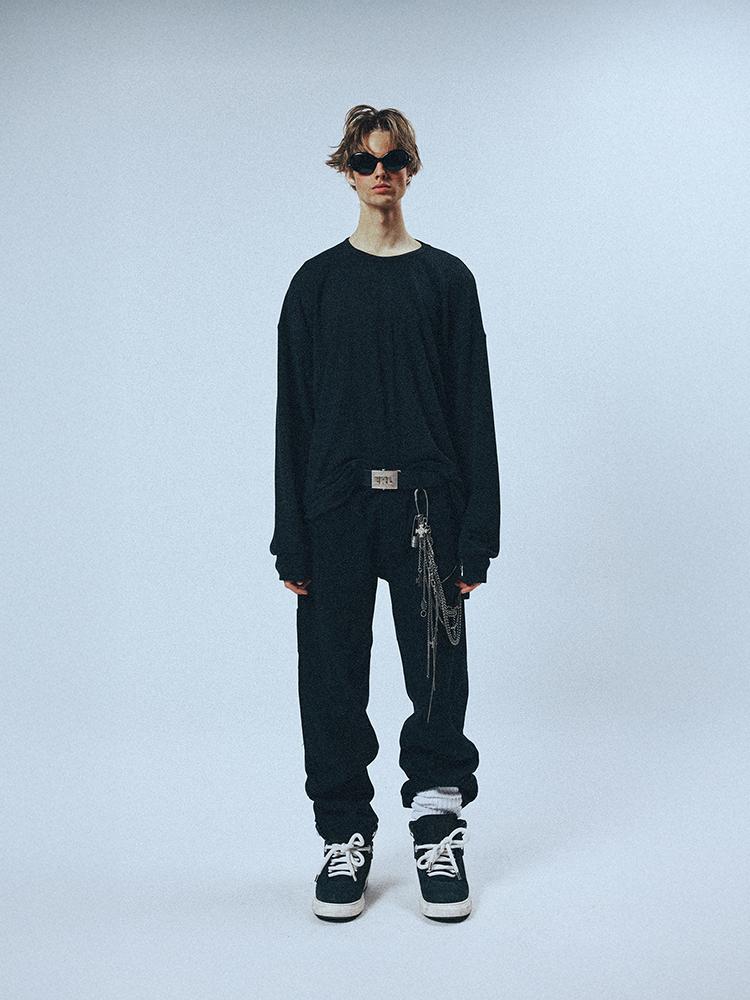 SUNDAY FRUIT MARKET Sunday Mini Waffle Ls Tee Charcoal