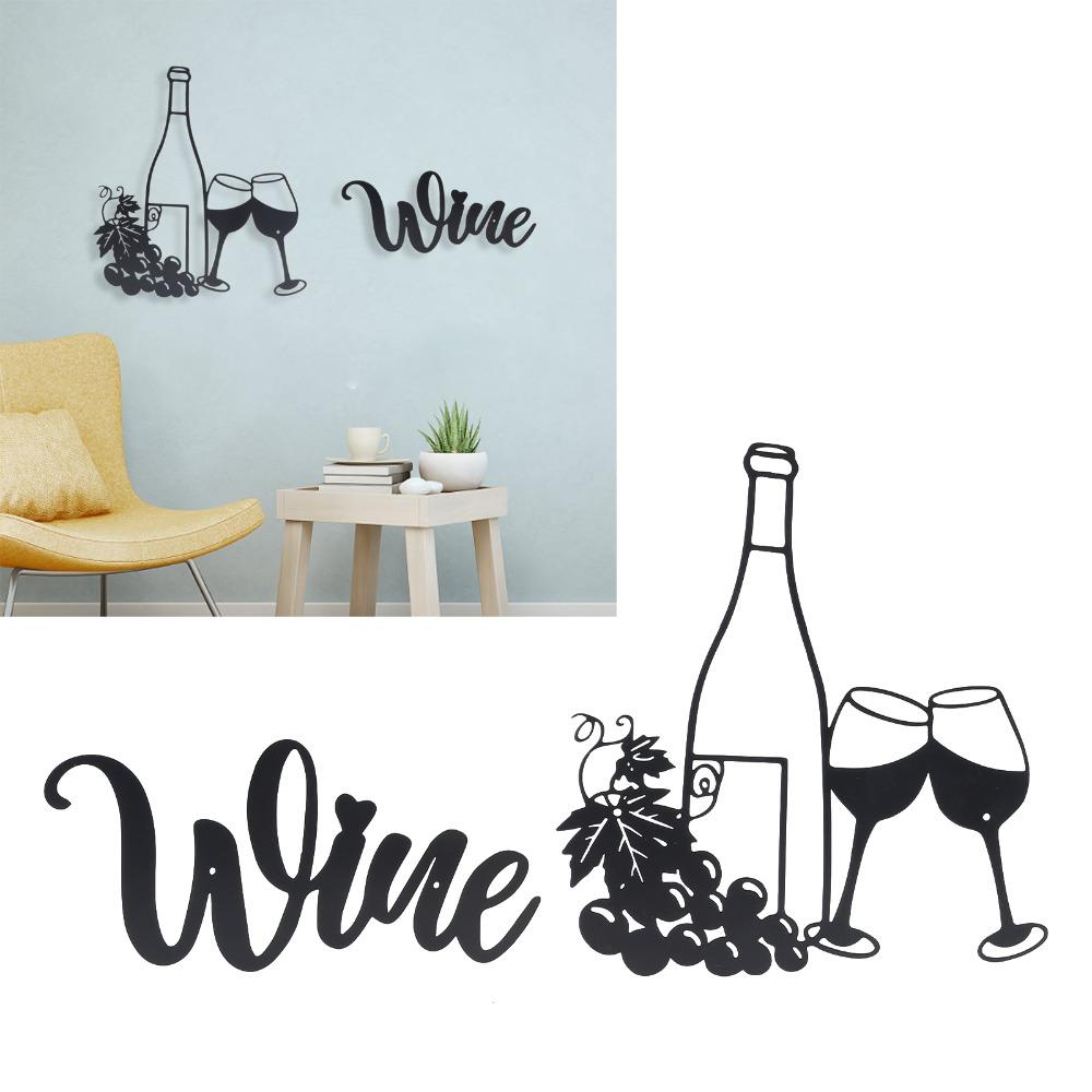Hollow Out Metal Wine Wall Art Black Wine Letter Wall Decor Wine Themed Wall Decor Patio