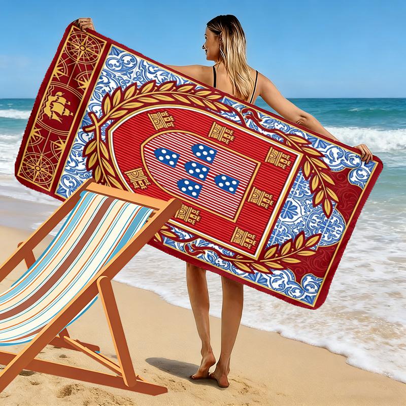 Portugiesisches Erbe Emblem Strandtuch Strand Strandtuch für Urlaubsfotos Schwimmen Meeresufer Saugfähiges Badetuch Komfort Mode