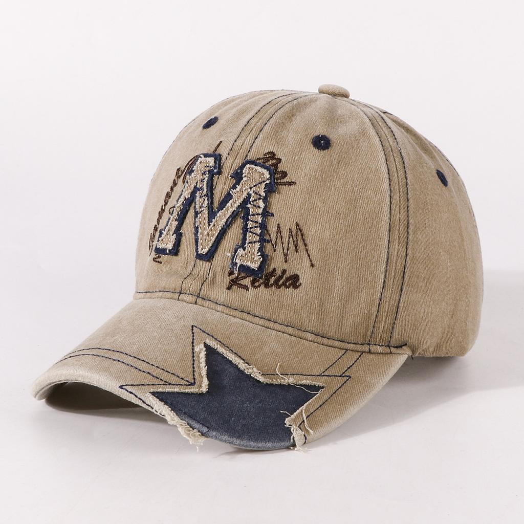New Unisex Vintage Baseball Cap M Letter Embroidery Dad Hat Women Men Outdoor Streetwear Distressed Washed Cotton Sports Cap