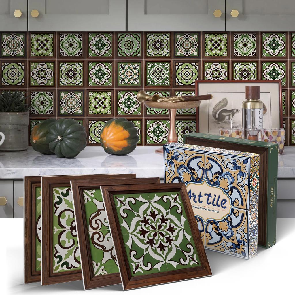 PET Foam Thickened Self-adhesive Wall Sticker, Waterproof and Anti-fouling European Mandala Wallpaper Tile Sticker for Kitchen and Bedroom