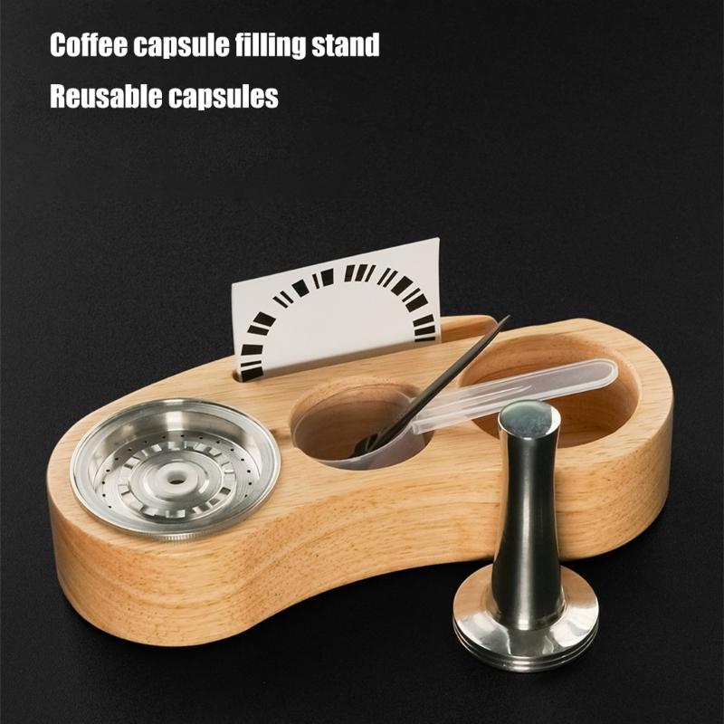 Coffee Pods Holder Coffee Powder Tamper and Refill Base Stainless Steel Texture Suitable for Compact Storage Solution