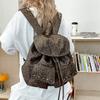 Spicy Girl Leopard Print Compact Backpack Lazy Style Canvas Bag Cover Drawstring Backpack Fashionable Rivet Travel Backpack for Women