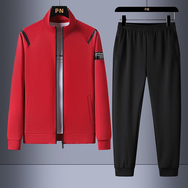 

Трендовый мужской спортивный костюм из двух частей — повседневный, легкий, кардиган с воротником-стойкой — идеально подходит для весны и осени. XL