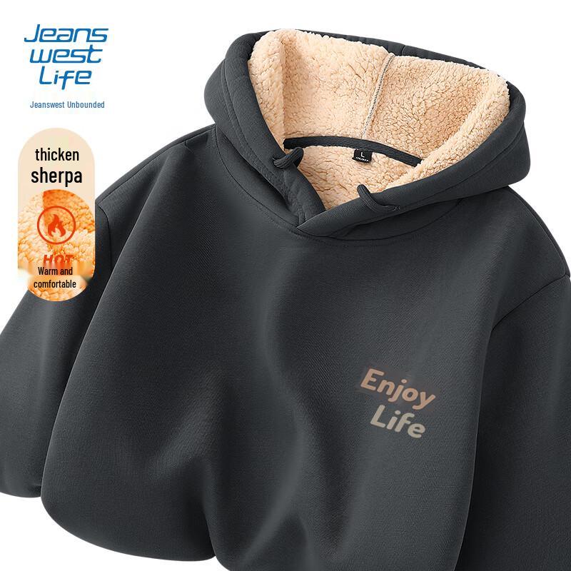 

JEANSWEST LIFE Men s Sherpa Lined Hooded Sweatshirt M