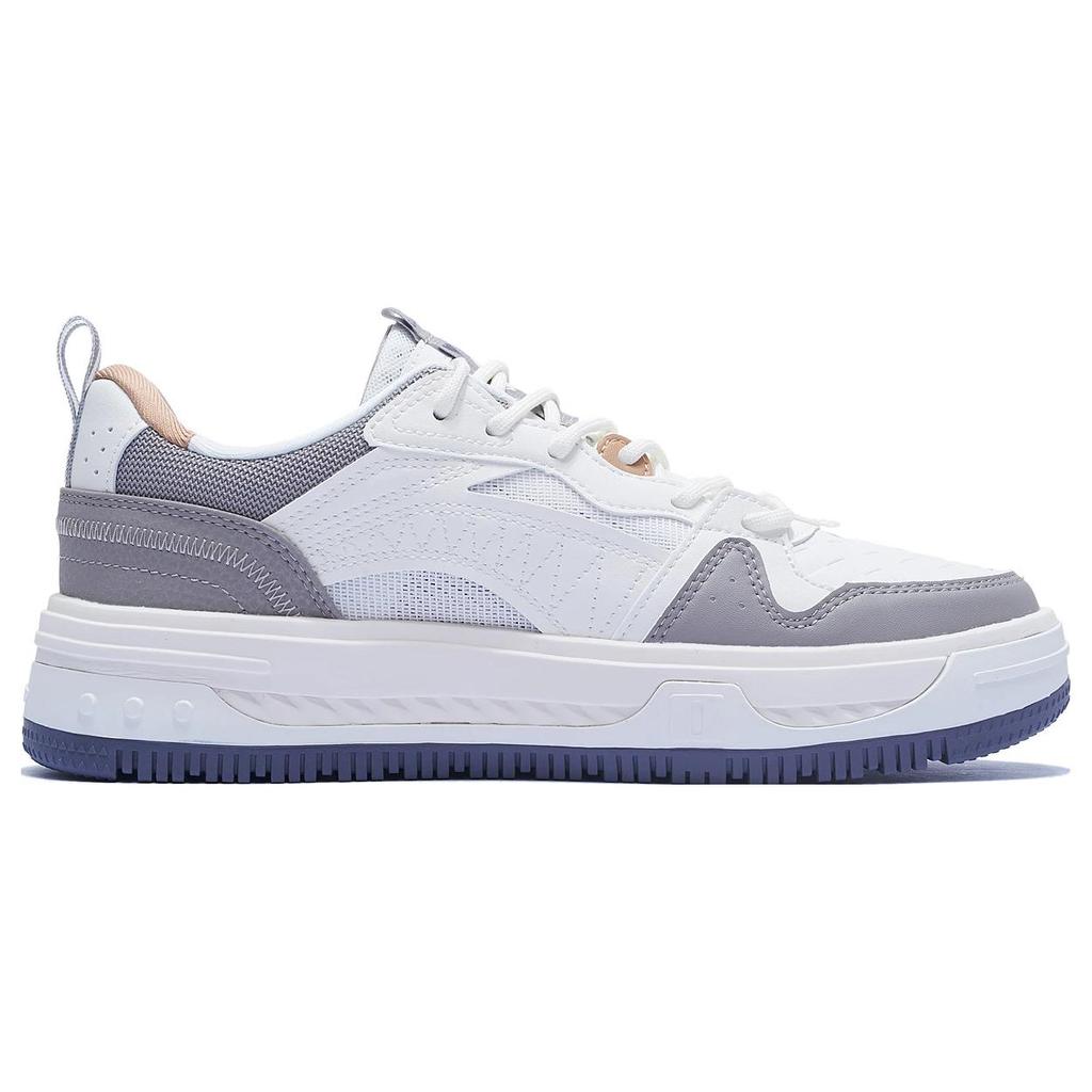 New LiNing Anti Slip And Wear Resistant Height Increasing Low Top Skateboard Shoes White Gray AGCT143-3
