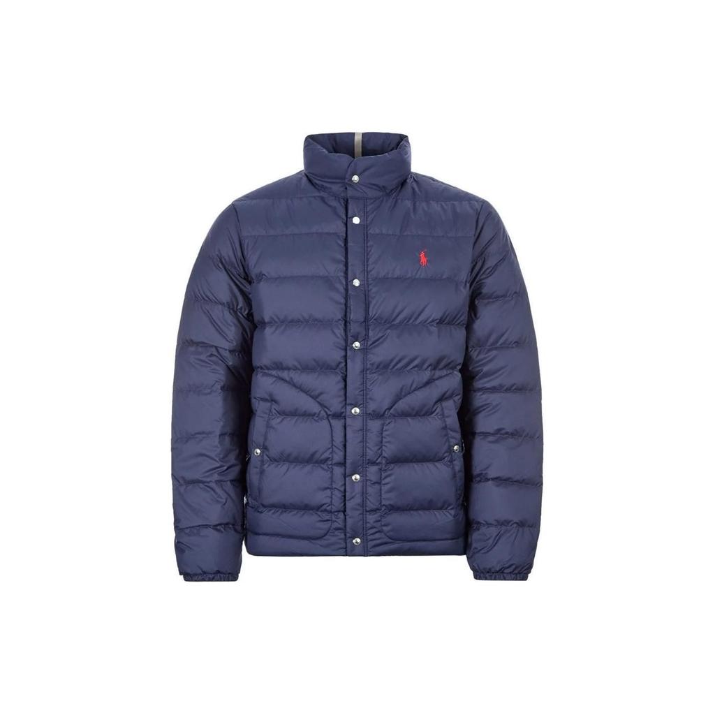 Polo Ralph Lauren Solid Color Pony Embroidered Quilted Single Breasted Long Sleeve Down Jacket Men outerwear Navy-Blue 710787830-003