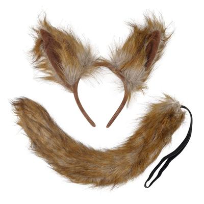 IPENNYE Animal Ears, Headband, and Tail Set (2 Pieces) WolfFox Cosplay Costume Accessories, Fluffy Animal Tail Props, Hair Accessories, Christmas,
